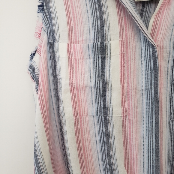 Cloth & Stone Anthropologie Striped Frayed Top - Picture 4 of 8